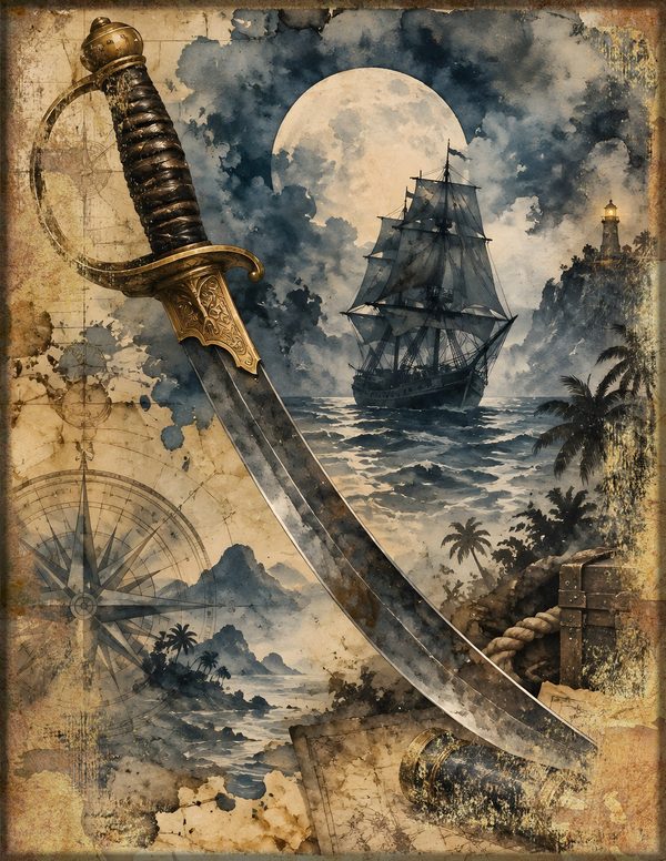 Cannons and Cutlasses Junk Journal Kit: Scrapbook Paper - Pirates and Privateers - Commercial Use — image 17