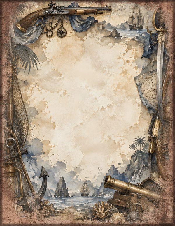 Cannons and Cutlasses Junk Journal Kit: Scrapbook Paper - Pirates and Privateers - Commercial Use — image 20