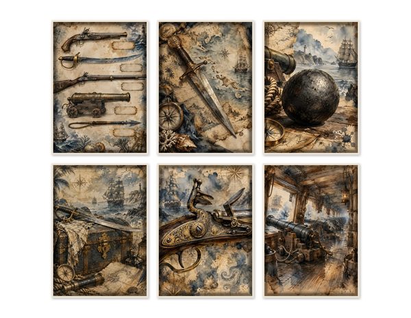 Cannons and Cutlasses Junk Journal Kit: Scrapbook Paper - Pirates and Privateers - Commercial Use — image 48