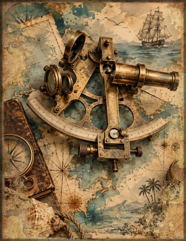 Compass and Spyglass Junk Journal Kit: Scrapbook Paper - Pirates and Privateers - Commercial Use — image 1