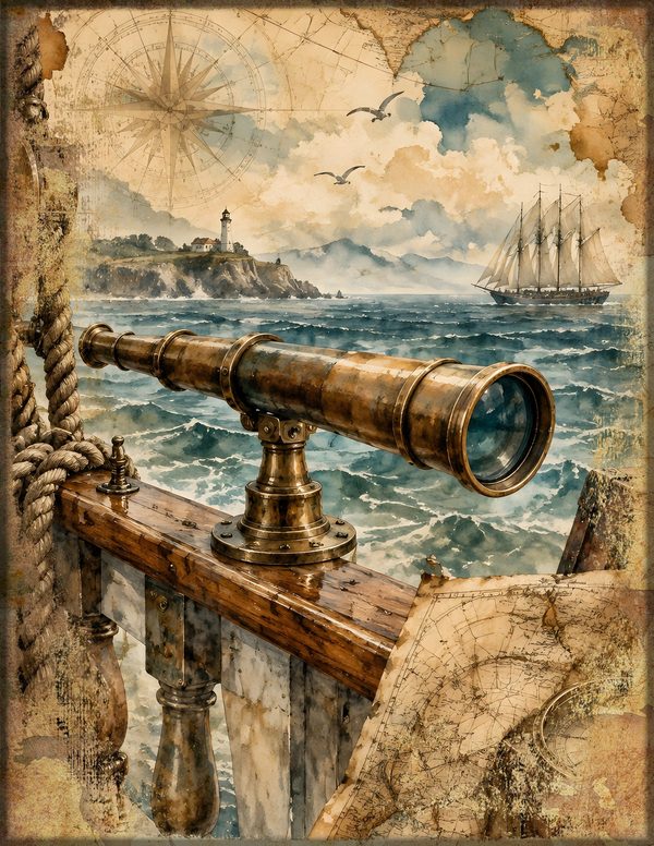 Compass and Spyglass Junk Journal Kit: Scrapbook Paper - Pirates and Privateers - Commercial Use — image 3
