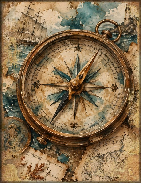 Compass and Spyglass Junk Journal Kit: Scrapbook Paper - Pirates and Privateers - Commercial Use — image 7