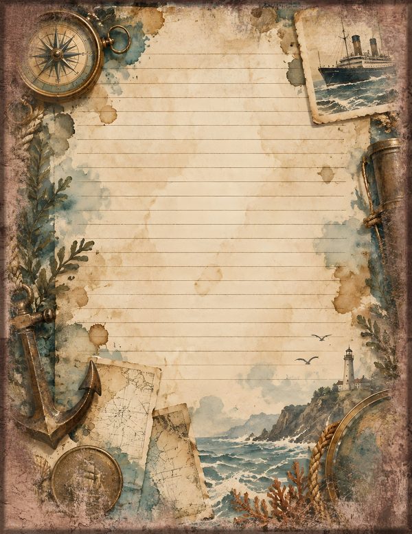 Compass and Spyglass Junk Journal Kit: Scrapbook Paper - Pirates and Privateers - Commercial Use — image 10