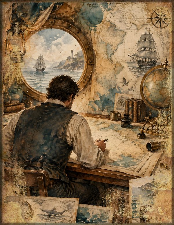 Compass and Spyglass Junk Journal Kit: Scrapbook Paper - Pirates and Privateers - Commercial Use — image 13