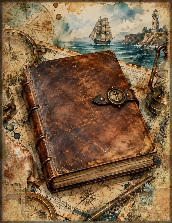 Compass and Spyglass Junk Journal Kit: Scrapbook Paper - Pirates and Privateers - Commercial Use — image 17