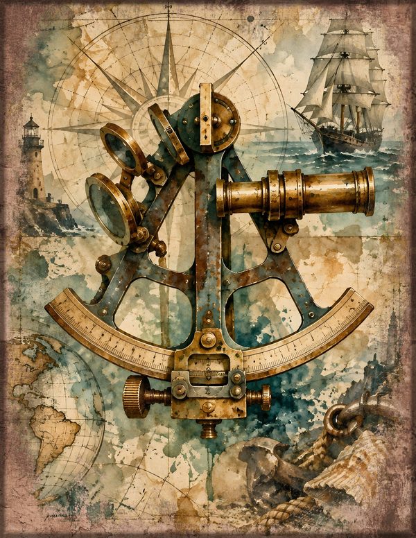 Compass and Spyglass Junk Journal Kit: Scrapbook Paper - Pirates and Privateers - Commercial Use — image 18