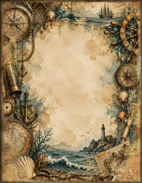 Compass and Spyglass Junk Journal Kit: Scrapbook Paper - Pirates and Privateers - Commercial Use — image 19