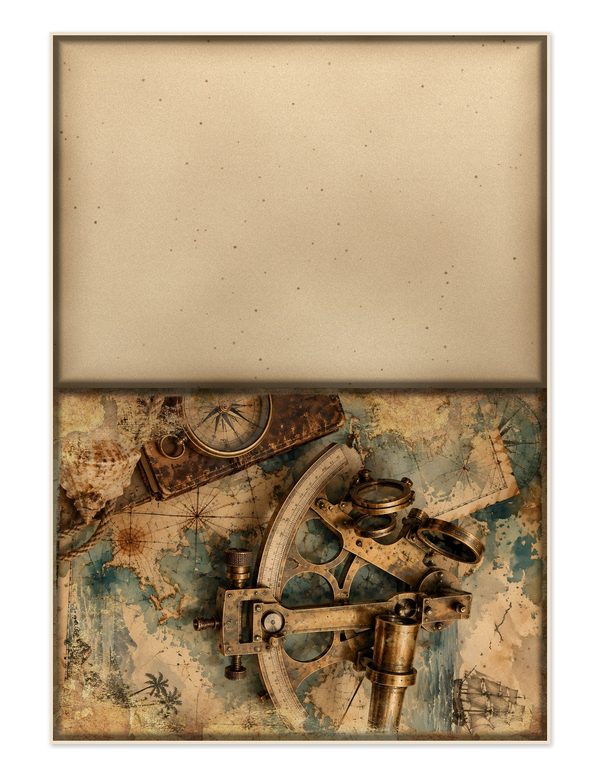Compass and Spyglass Junk Journal Kit: Scrapbook Paper - Pirates and Privateers - Commercial Use — image 21