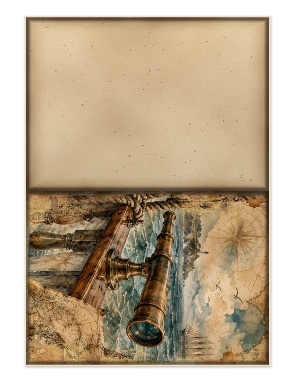 Compass and Spyglass Junk Journal Kit: Scrapbook Paper - Pirates and Privateers - Commercial Use — image 23