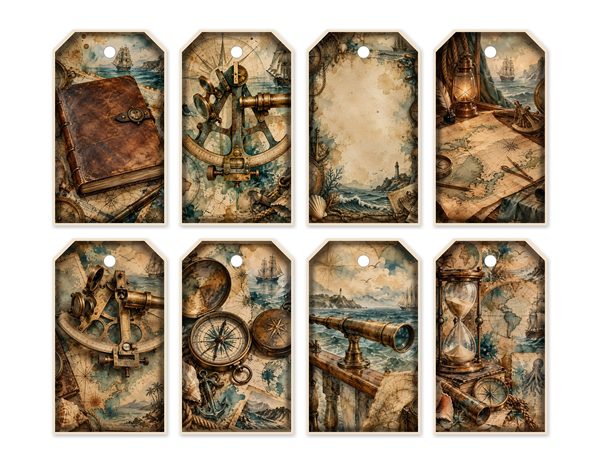 Compass and Spyglass Junk Journal Kit: Scrapbook Paper - Pirates and Privateers - Commercial Use — image 49