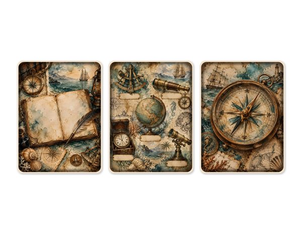 Compass and Spyglass Junk Journal Kit: Scrapbook Paper - Pirates and Privateers - Commercial Use — image 50