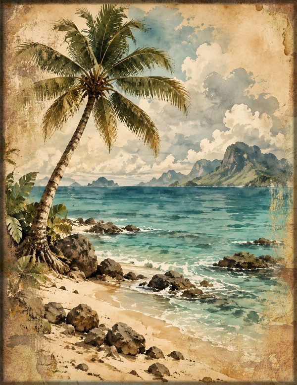 Desert Island Junk Journal Kit: Digital Scrapbook Paper - Pirates and Privateers - Commercial Use — image 1