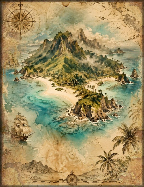 Desert Island Junk Journal Kit: Digital Scrapbook Paper - Pirates and Privateers - Commercial Use — image 7