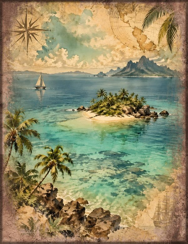 Desert Island Junk Journal Kit: Digital Scrapbook Paper - Pirates and Privateers - Commercial Use — image 10