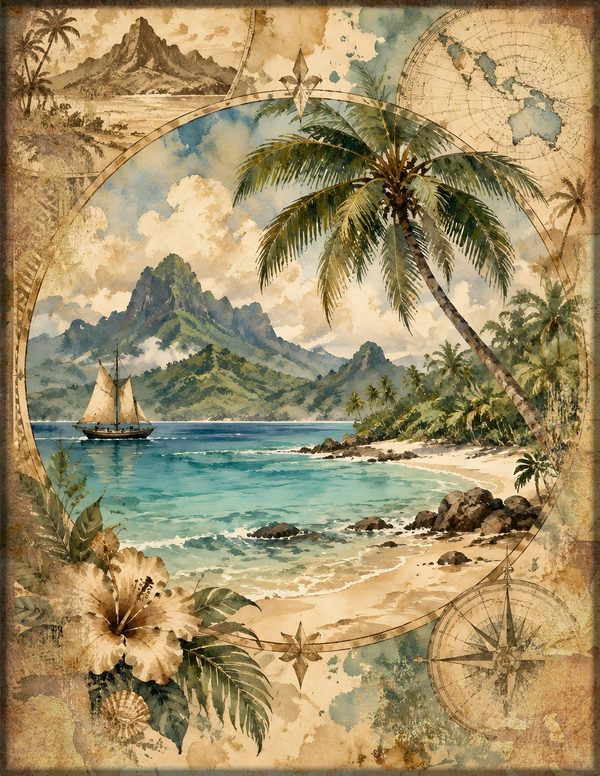 Desert Island Junk Journal Kit: Digital Scrapbook Paper - Pirates and Privateers - Commercial Use — image 17