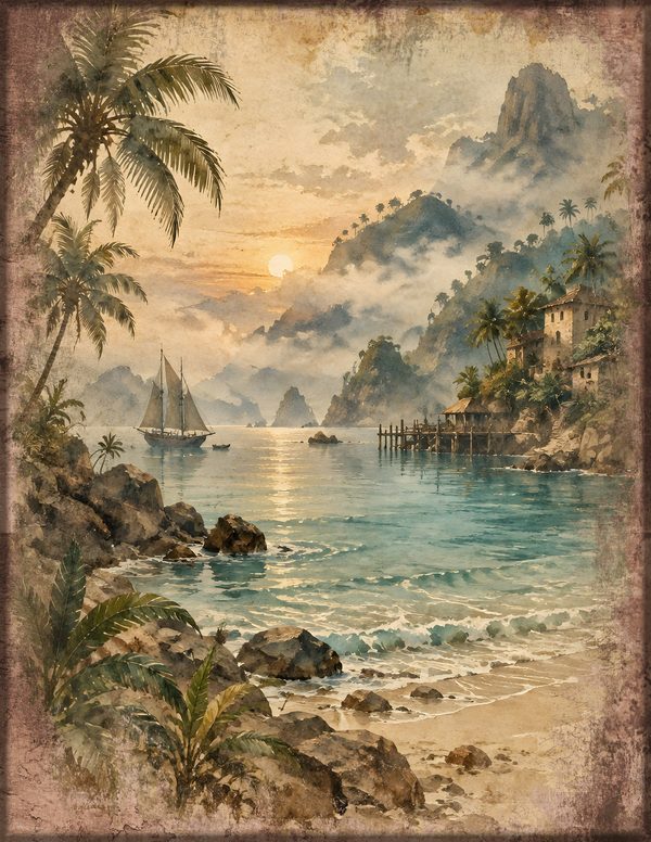Desert Island Junk Journal Kit: Digital Scrapbook Paper - Pirates and Privateers - Commercial Use — image 18