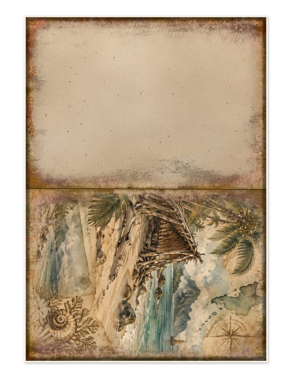 Desert Island Junk Journal Kit: Digital Scrapbook Paper - Pirates and Privateers - Commercial Use — image 26