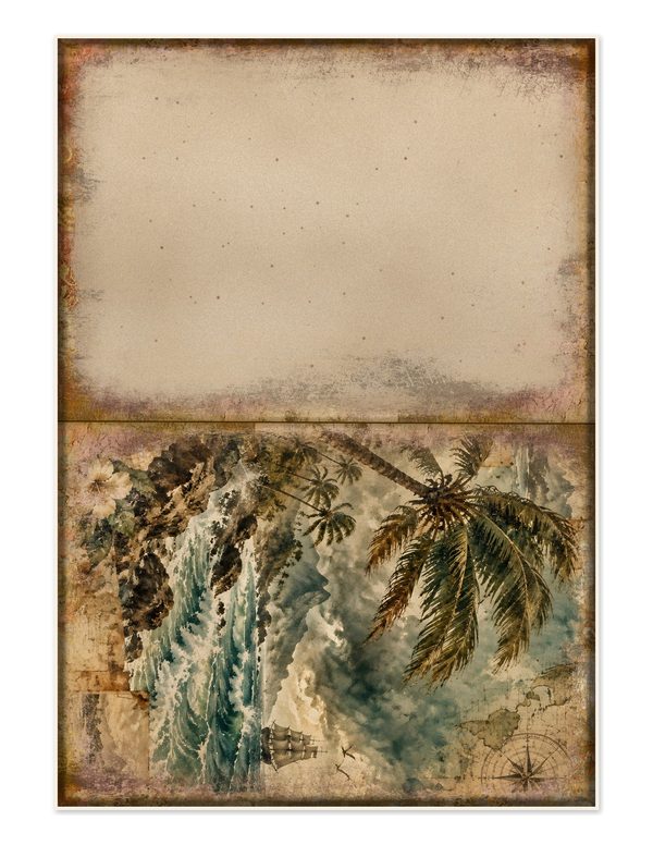 Desert Island Junk Journal Kit: Digital Scrapbook Paper - Pirates and Privateers - Commercial Use — image 28