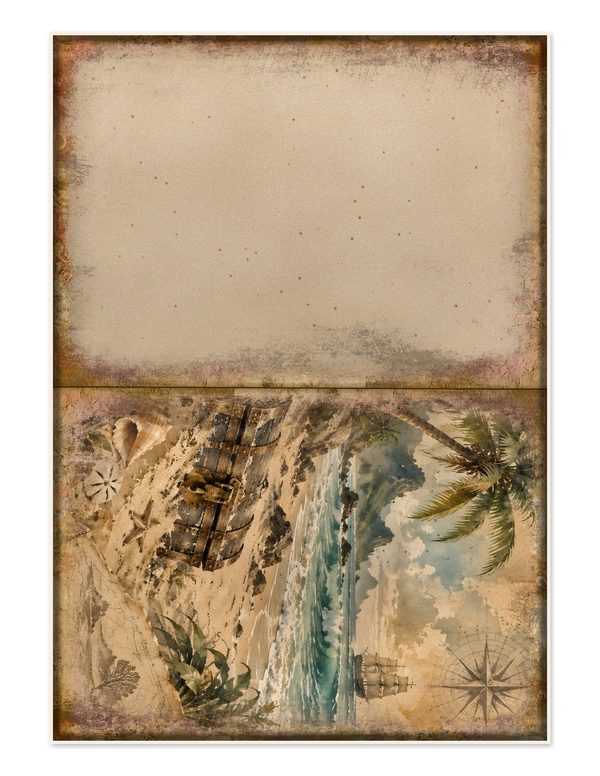 Desert Island Junk Journal Kit: Digital Scrapbook Paper - Pirates and Privateers - Commercial Use — image 29