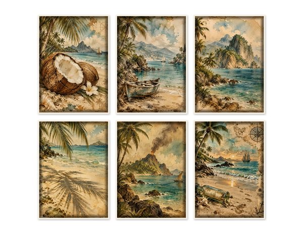 Desert Island Junk Journal Kit: Digital Scrapbook Paper - Pirates and Privateers - Commercial Use — image 48