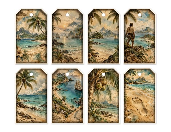 Desert Island Junk Journal Kit: Digital Scrapbook Paper - Pirates and Privateers - Commercial Use — image 49