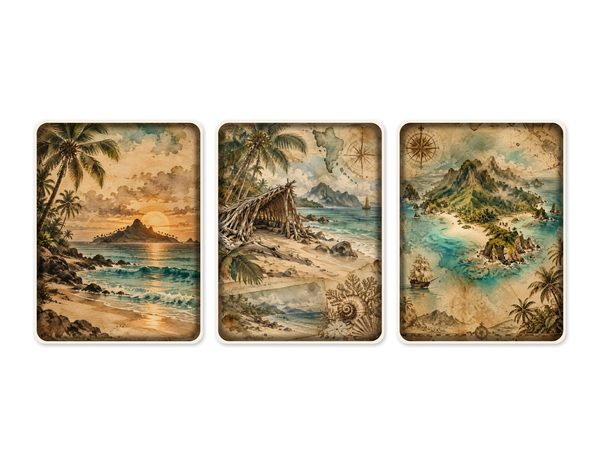 Desert Island Junk Journal Kit: Digital Scrapbook Paper - Pirates and Privateers - Commercial Use — image 50