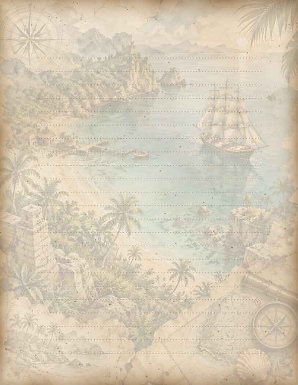 Desert Island Junk Journal Kit: Digital Scrapbook Paper - Pirates and Privateers - Commercial Use — image 55