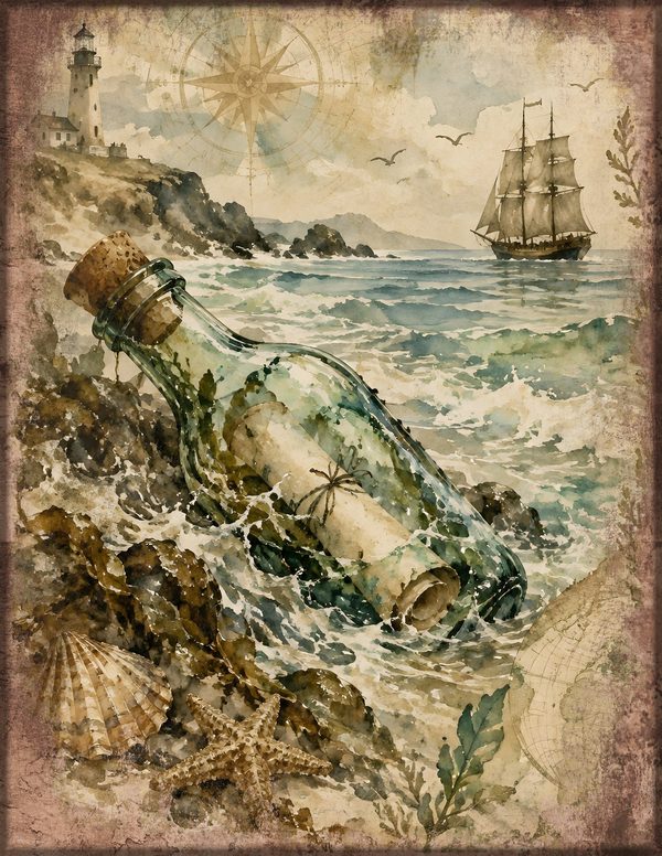 Message in a Bottle Junk Journal Kit: Scrapbook Paper - Pirates and Privateers - Commercial Use — image 2