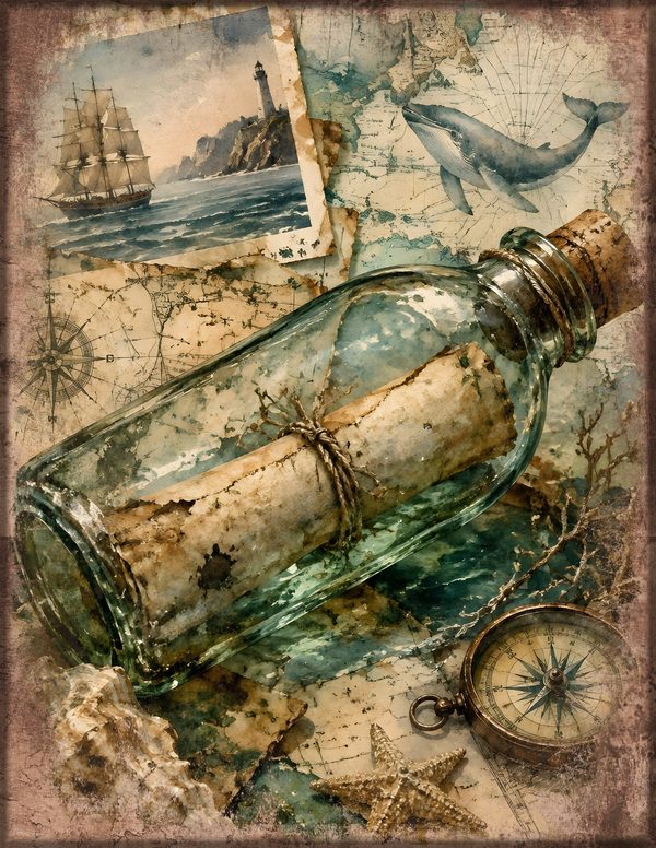 Message in a Bottle Junk Journal Kit: Scrapbook Paper - Pirates and Privateers - Commercial Use — image 6