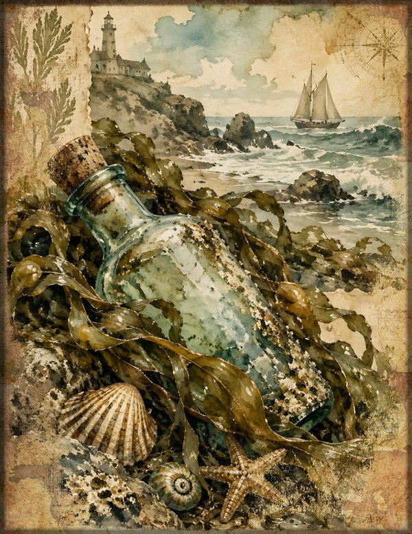 Message in a Bottle Junk Journal Kit: Scrapbook Paper - Pirates and Privateers - Commercial Use — image 7