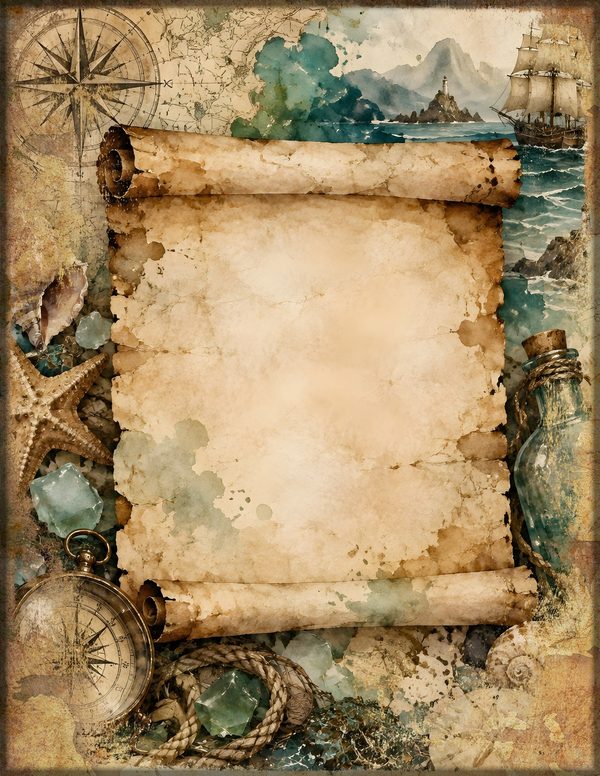 Message in a Bottle Junk Journal Kit: Scrapbook Paper - Pirates and Privateers - Commercial Use — image 9