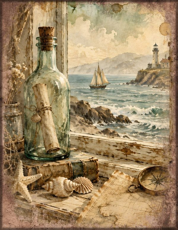 Message in a Bottle Junk Journal Kit: Scrapbook Paper - Pirates and Privateers - Commercial Use — image 12