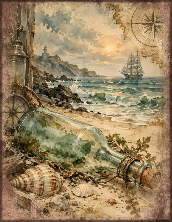 Message in a Bottle Junk Journal Kit: Scrapbook Paper - Pirates and Privateers - Commercial Use — image 20
