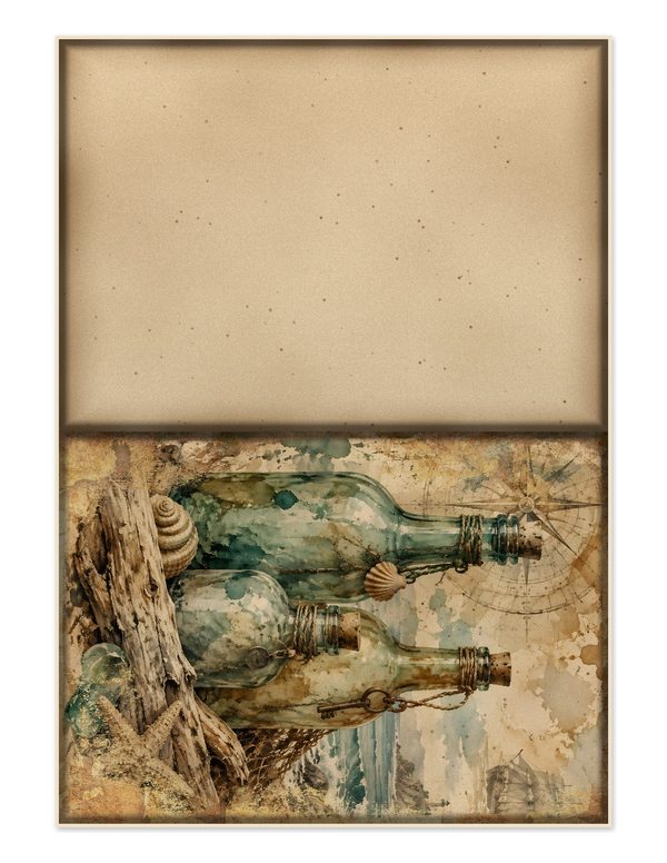 Message in a Bottle Junk Journal Kit: Scrapbook Paper - Pirates and Privateers - Commercial Use — image 25