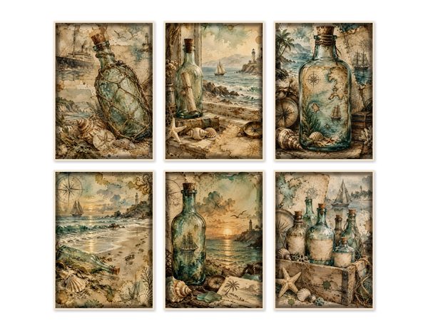 Message in a Bottle Junk Journal Kit: Scrapbook Paper - Pirates and Privateers - Commercial Use — image 48