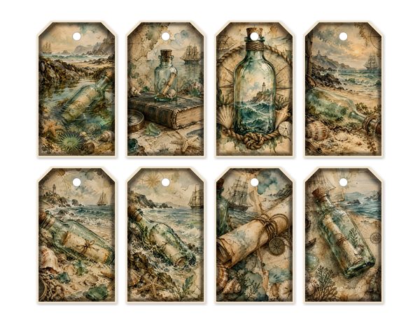 Message in a Bottle Junk Journal Kit: Scrapbook Paper - Pirates and Privateers - Commercial Use — image 49
