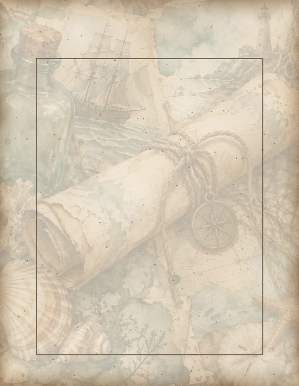 Message in a Bottle Junk Journal Kit: Scrapbook Paper - Pirates and Privateers - Commercial Use — image 56