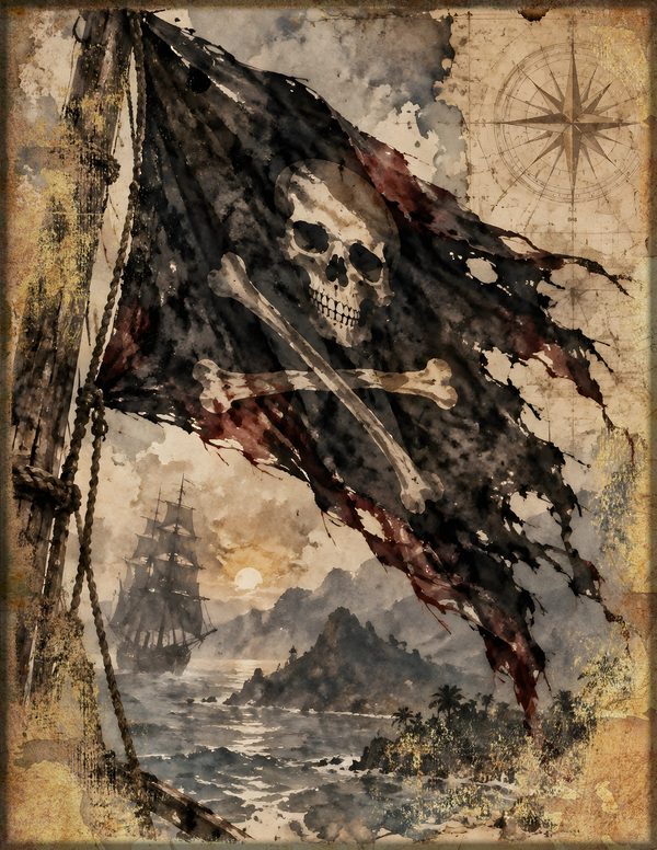 Jolly Roger Junk Journal Kit: Digital Scrapbook Paper - Pirates and Privateers - Commercial Use — image 3