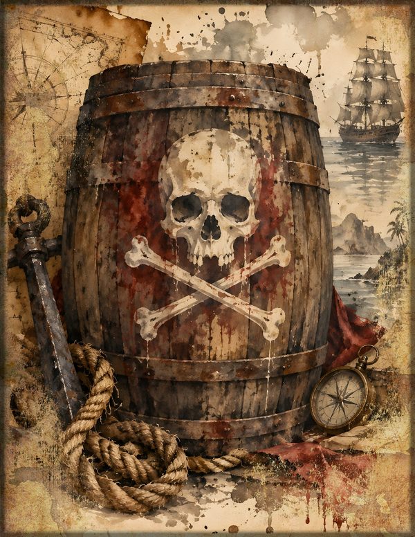 Jolly Roger Junk Journal Kit: Digital Scrapbook Paper - Pirates and Privateers - Commercial Use — image 7