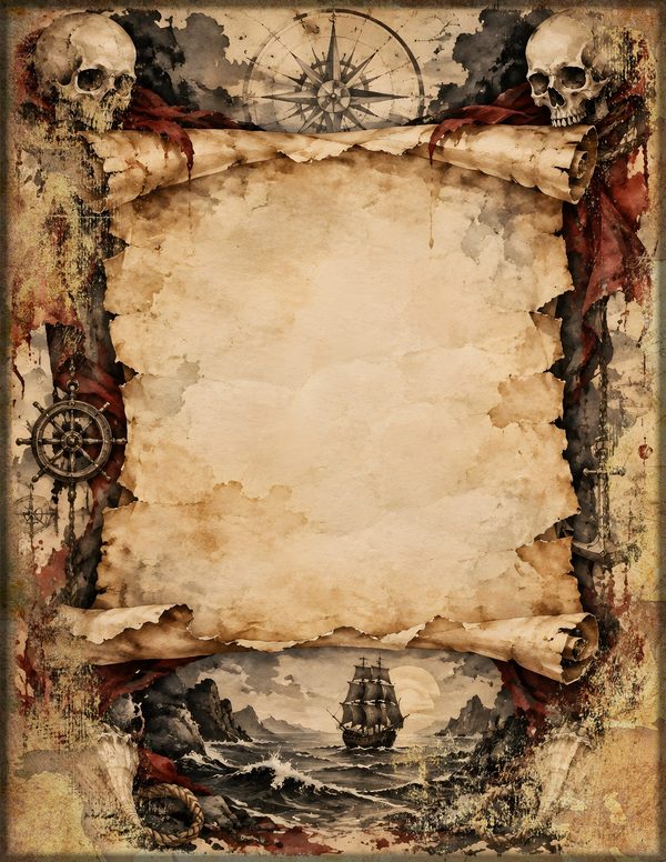 Jolly Roger Junk Journal Kit: Digital Scrapbook Paper - Pirates and Privateers - Commercial Use — image 9