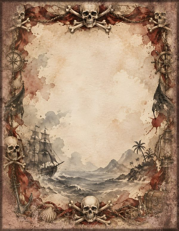 Jolly Roger Junk Journal Kit: Digital Scrapbook Paper - Pirates and Privateers - Commercial Use — image 18