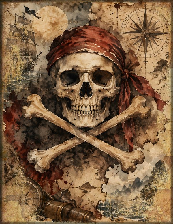Jolly Roger Junk Journal Kit: Digital Scrapbook Paper - Pirates and Privateers - Commercial Use — image 19