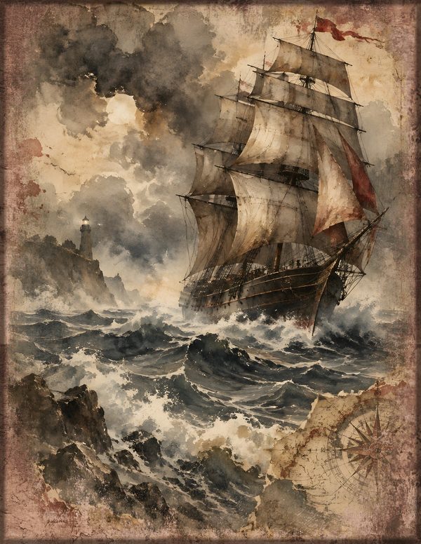 Jolly Roger Junk Journal Kit: Digital Scrapbook Paper - Pirates and Privateers - Commercial Use — image 20
