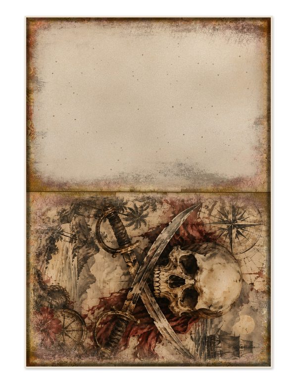Jolly Roger Junk Journal Kit: Digital Scrapbook Paper - Pirates and Privateers - Commercial Use — image 30
