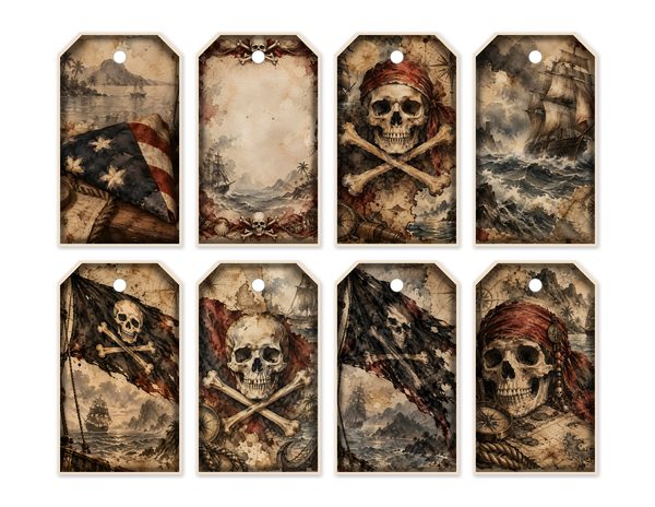 Jolly Roger Junk Journal Kit: Digital Scrapbook Paper - Pirates and Privateers - Commercial Use — image 49