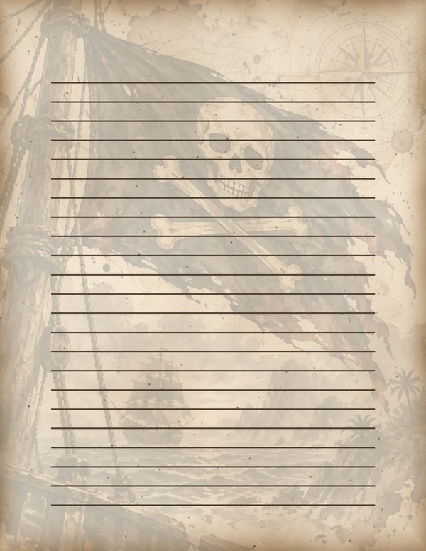 Jolly Roger Junk Journal Kit: Digital Scrapbook Paper - Pirates and Privateers - Commercial Use — image 54