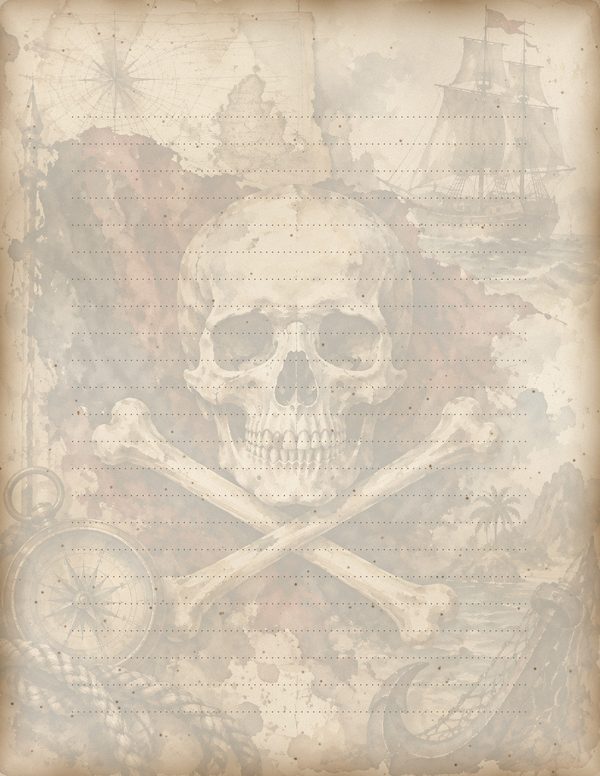 Jolly Roger Junk Journal Kit: Digital Scrapbook Paper - Pirates and Privateers - Commercial Use — image 55