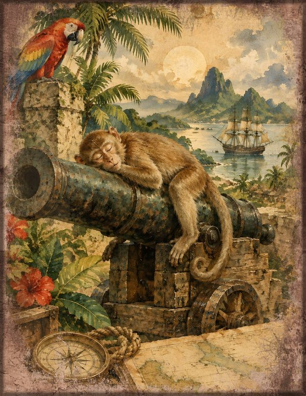 Parrots and Monkeys Junk Journal Kit: Scrapbook Paper - Pirates and Privateers - Commercial Use — image 10
