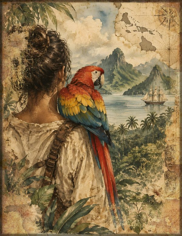 Parrots and Monkeys Junk Journal Kit: Scrapbook Paper - Pirates and Privateers - Commercial Use — image 11