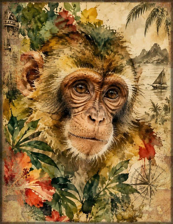 Parrots and Monkeys Junk Journal Kit: Scrapbook Paper - Pirates and Privateers - Commercial Use — image 13